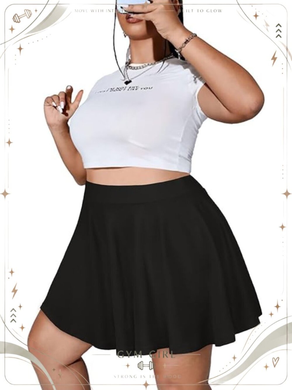 Plus Size Pleated High Waisted Mini Skater Skirt Stretchy